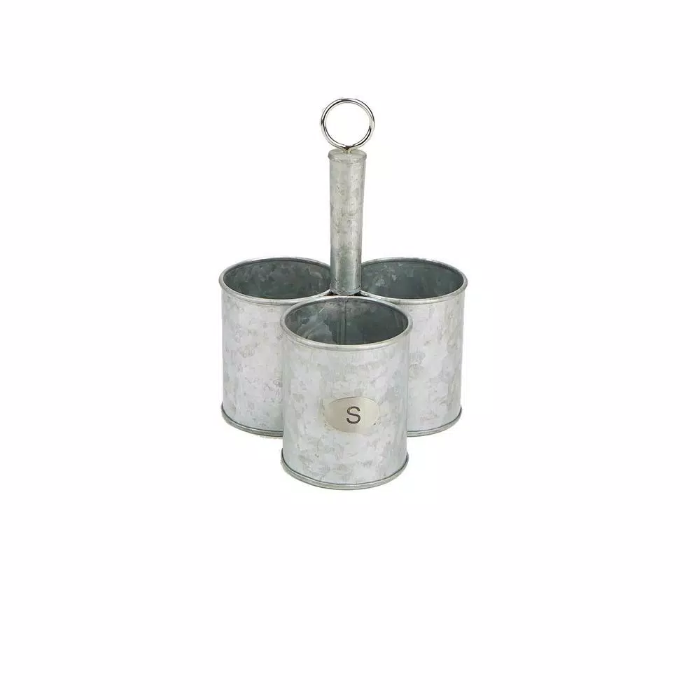 Mind Reader 3-Section Galvanized Metal Utensil Caddy & Silverware Organizer