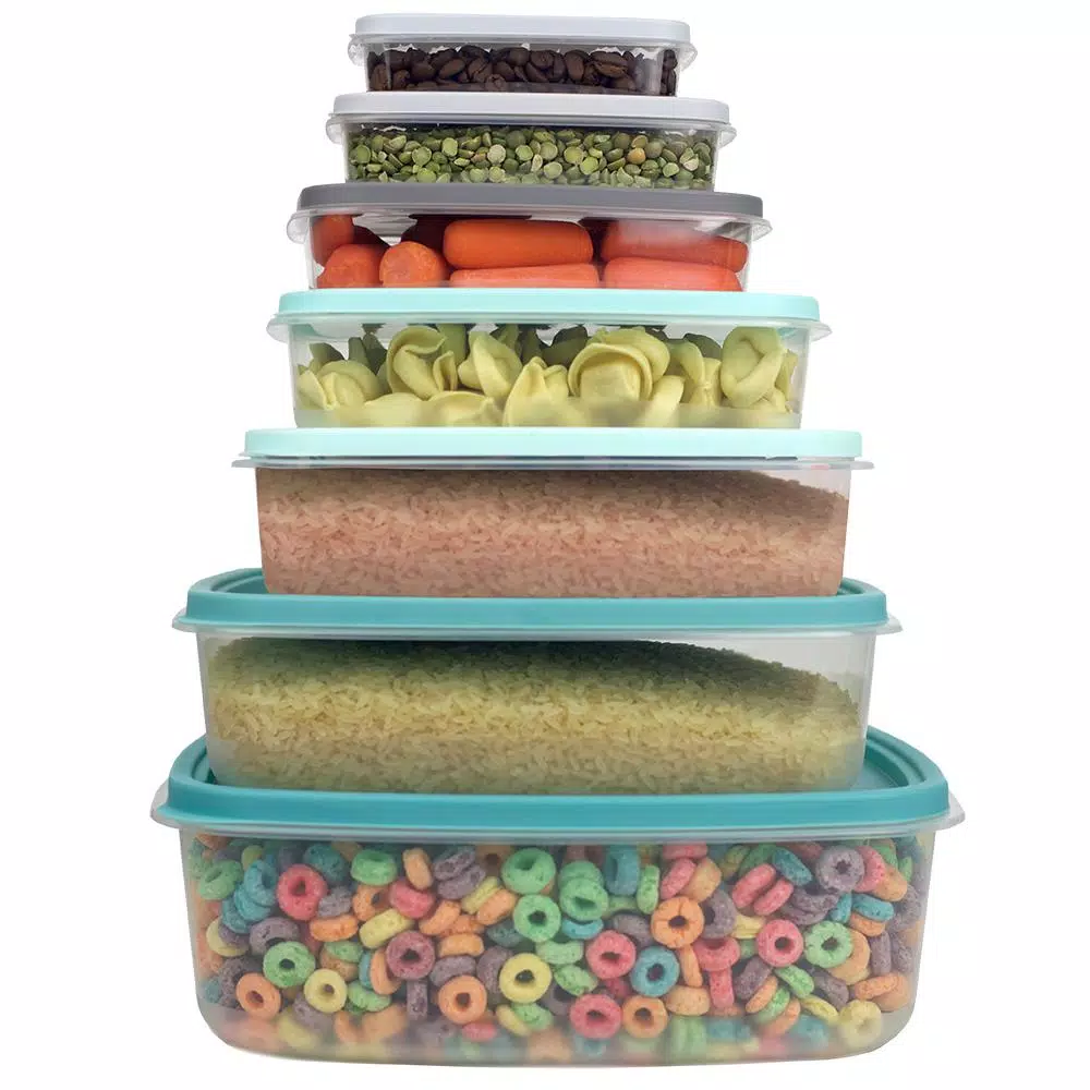 Unbranded 14-Piece Plastic Food Storage Container Set with Secure Snap-On Lids, Multi-Color
