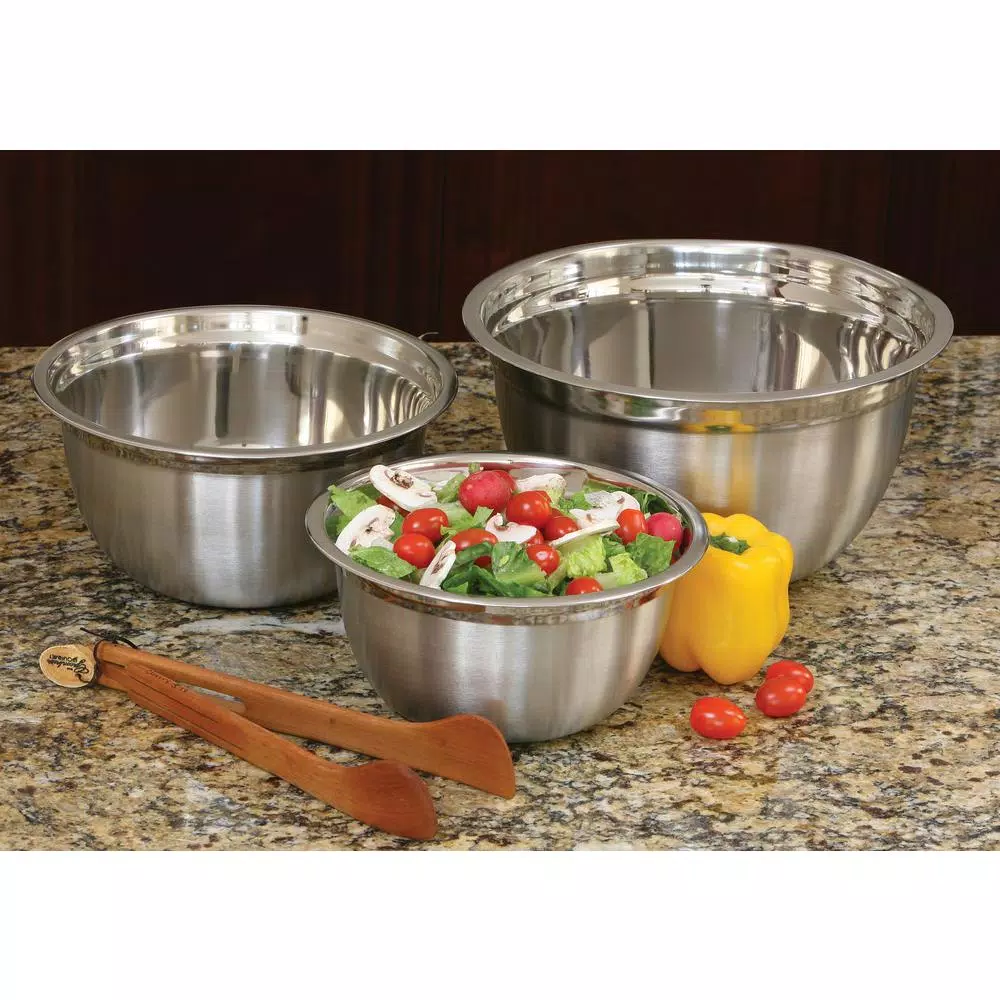 ExcelSteel 3-Piece Stainless Steel Mixing Bowls Set with Satin Finish