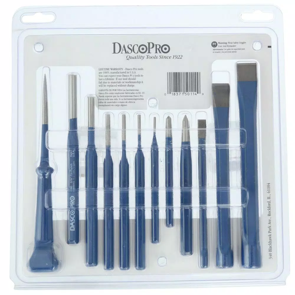 Dasco Pro 12-Piece Punch and Chisel Set, Made in USA
