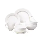THOMSON POTTERY Basic White Stoneware Dinner Plate Set of 8 - Round Rimmed Plates thumbnail 3