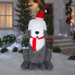 Home Accents Holiday 7 ft. Inflatable Fuzzy Plush Sheep Dog Christmas Decoration with LED Lights thumbnail 2