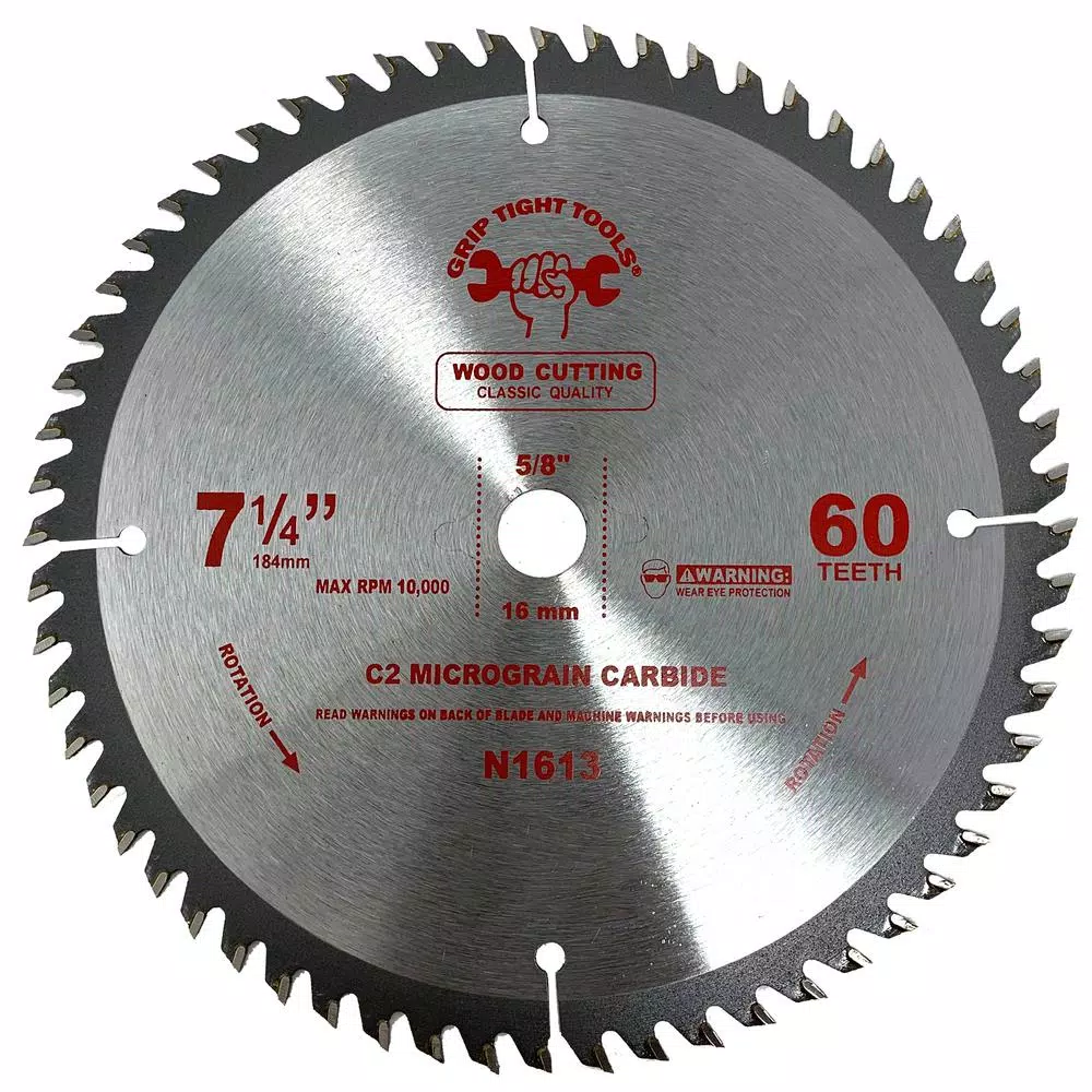 GRIP TIGHT TOOLS Grip Tight Classic 7-1/4 in. 60-Tooth Tungsten Carbide Tipped Circular Saw Blade (25-Pack)