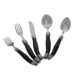 French Home Laguiole 20-Piece Stainless Steel Flatware Set with Black Faux Marble Handles, Service for 4 thumbnail 3