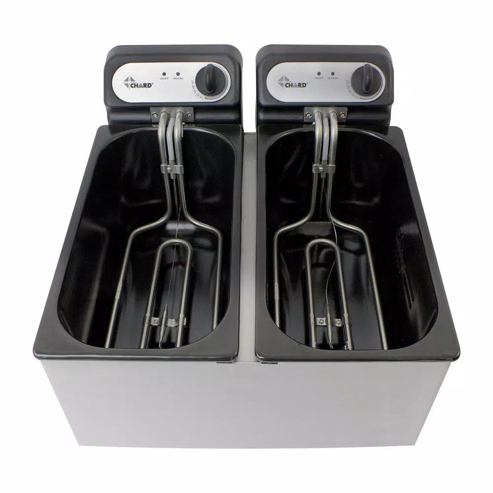 Chard Double Deep Fryer, 6L Capacity, Dual 1500W Tanks with 2 Baskets