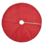 VHC Brands 48 in. Tannen Deep Red and Nickel Grey Jacquard Christmas Tree Skirt thumbnail 2