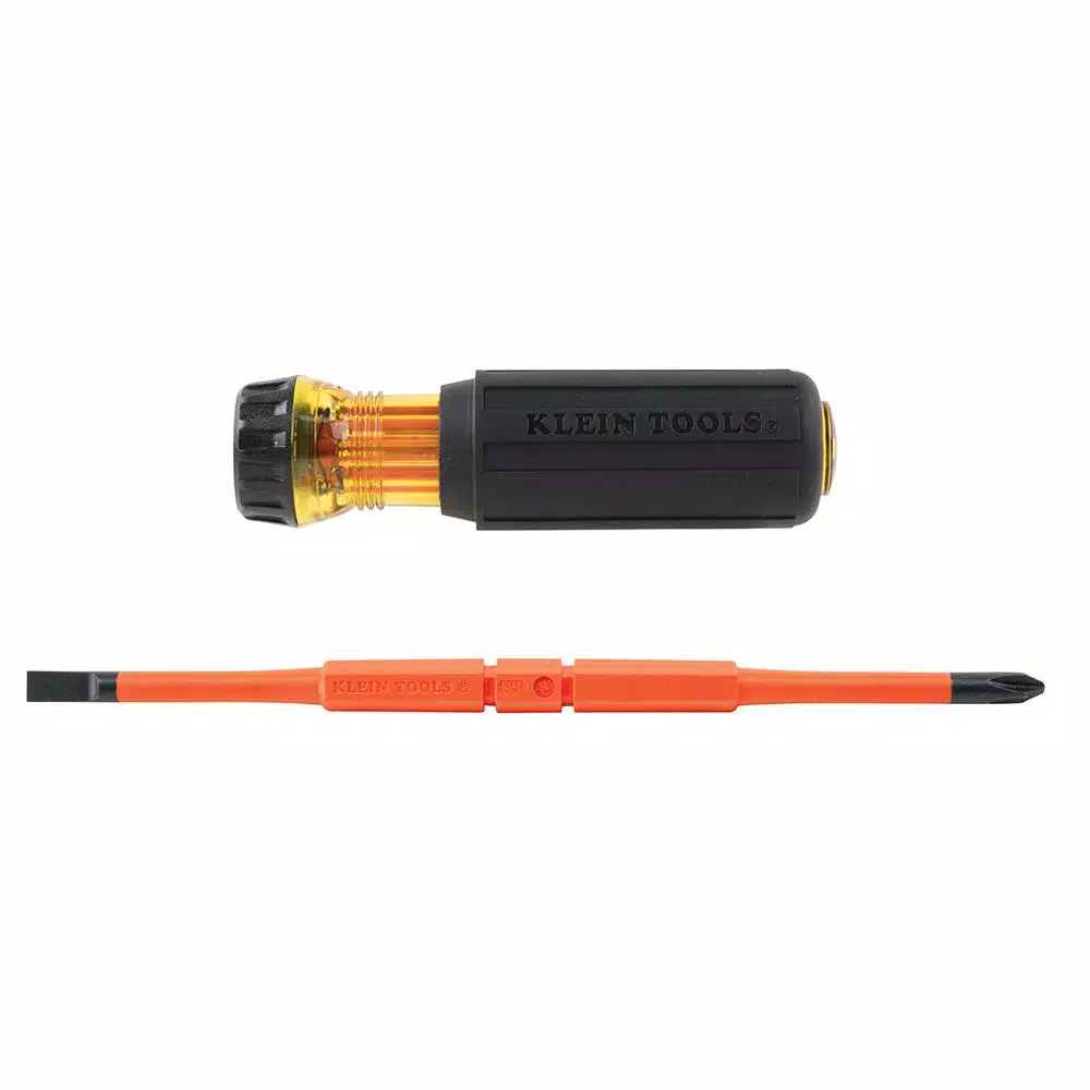 Klein Tools 1/4 in. Flip-Blade Insulated Screwdriver, #2 Phillips and Slotted