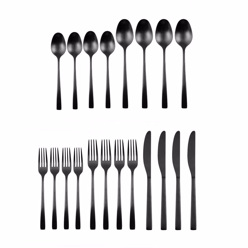 Fiesta Spark Black Satin 18/0 Stainless Steel 20-Piece Flatware Set, Service for 4