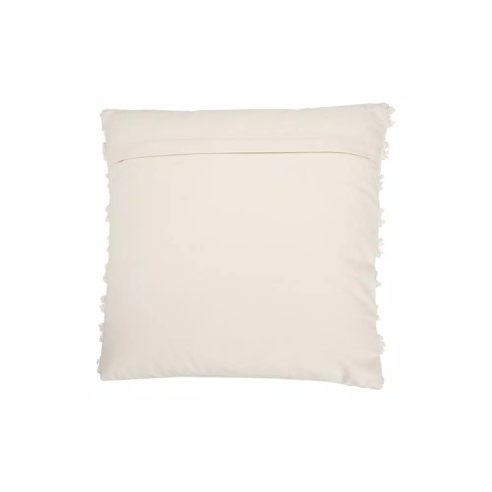 3R Studios White Embroidered Cotton Throw Pillow with Fringed Edges, 20 in. x 20 in.
