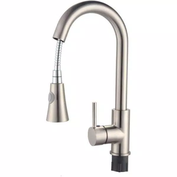 Vanity Art Brushed Nickel Single-Handle Pull-Down Kitchen Faucet with 360 Degree Swivel Spout