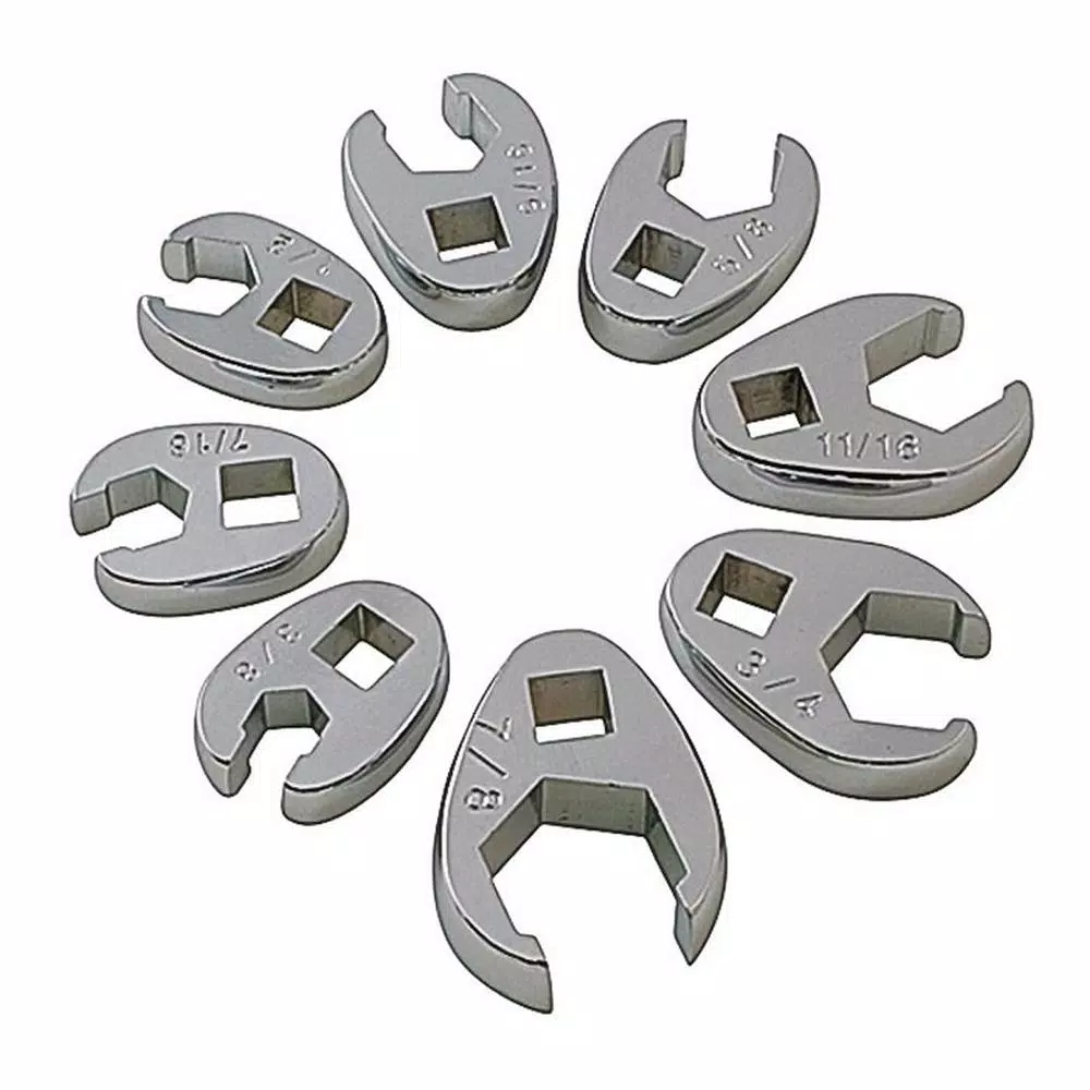 SUNEX TOOLS 3/8 in. Drive Fractional Crowfoot Flare Nut Wrench Set, 8-Piece