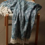 LR Resources Blue Chambray Woven Cotton Throw Blanket with Fringed Edges, 50 x 60 in thumbnail 1