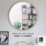 Umbra Hubba 34-inch Round Contemporary Brass Wall Mirror thumbnail 2