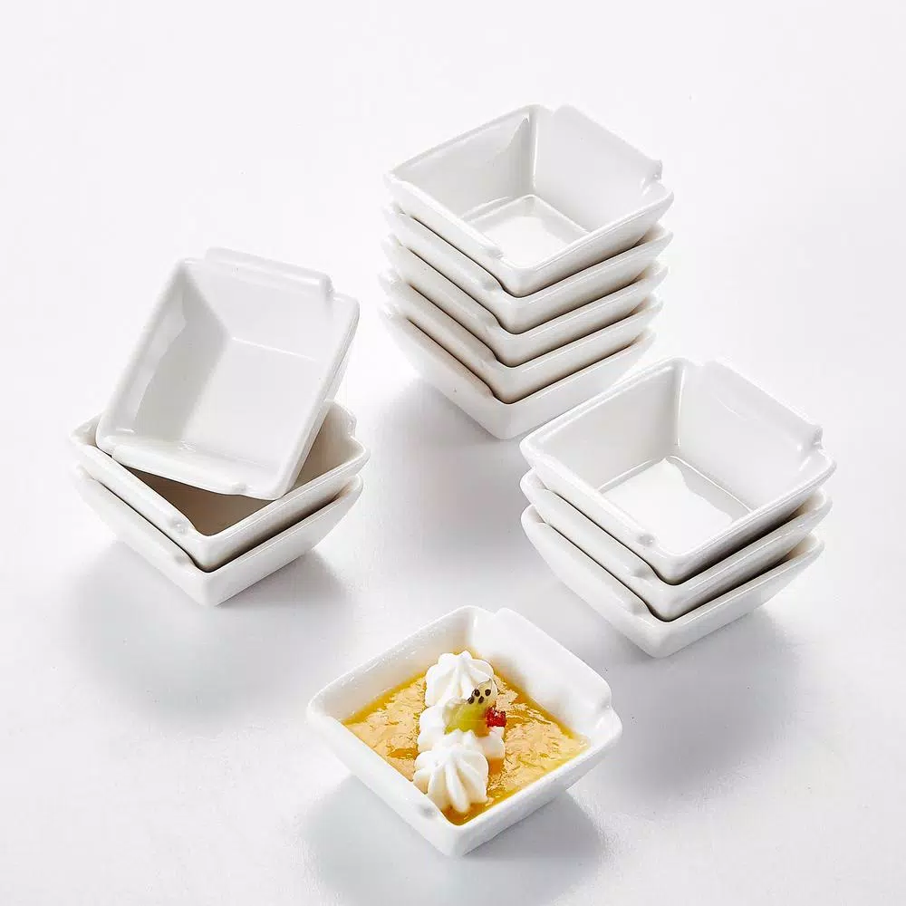 MALACASA 2.5 in. White Porcelain Ramekins Set of 12, Ceramic Souffle Dishes and Serving Bowls