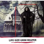 Haunted Hill Farm 5.5 ft. Moaning Grim Reaper Animatronic Halloween Prop thumbnail 6