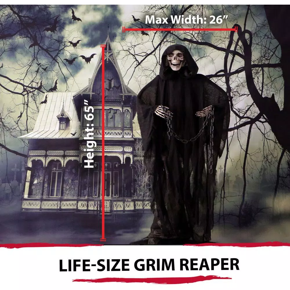Haunted Hill Farm 5.5 ft. Moaning Grim Reaper Animatronic Halloween Prop
