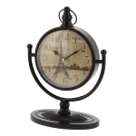 LITTON LANE 12 in. x 4 in. Round Iron Table Clock Set, 4-Pack, Tarnished Black Finish thumbnail 2