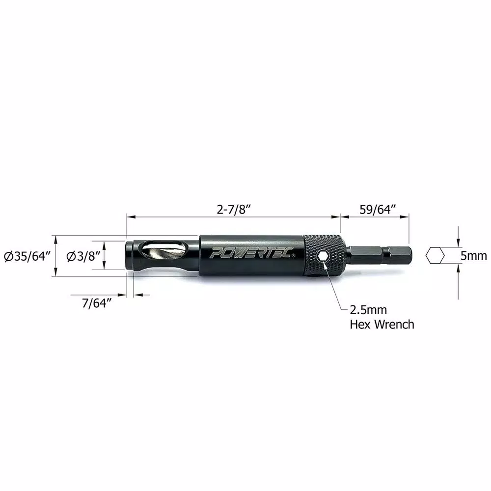 POWERTEC 5 mm Self-Centering Steel Drill Bit with Hex Shank