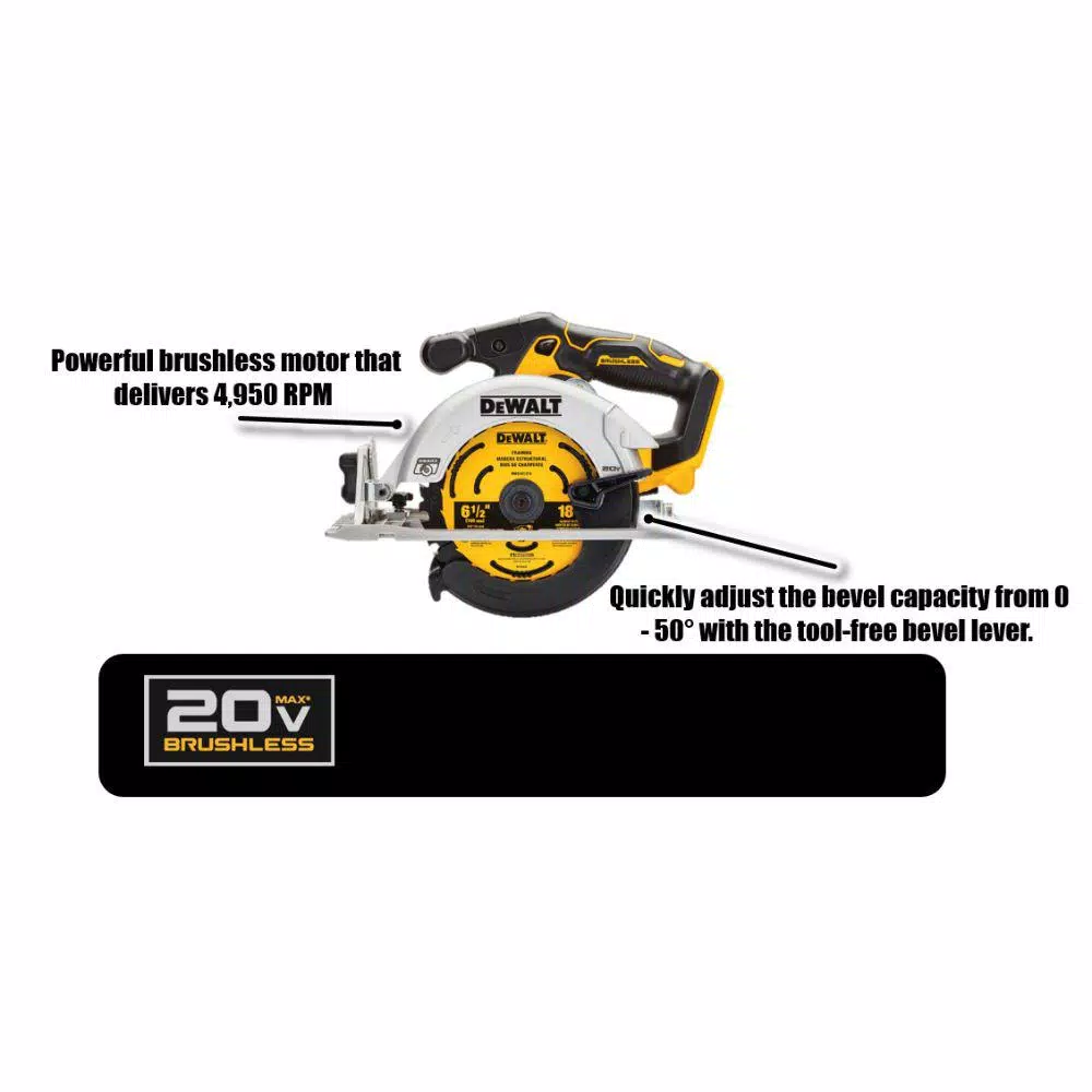 DEWALT DCS565 20V MAX Cordless Brushless 6-1/2 in. Circular Saw (Tool-Only)