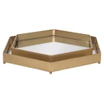 Kate and Laurel Joelyn Gold Metal Decorative Trays, Mid-Century Modern Glam Nesting Set thumbnail 2
