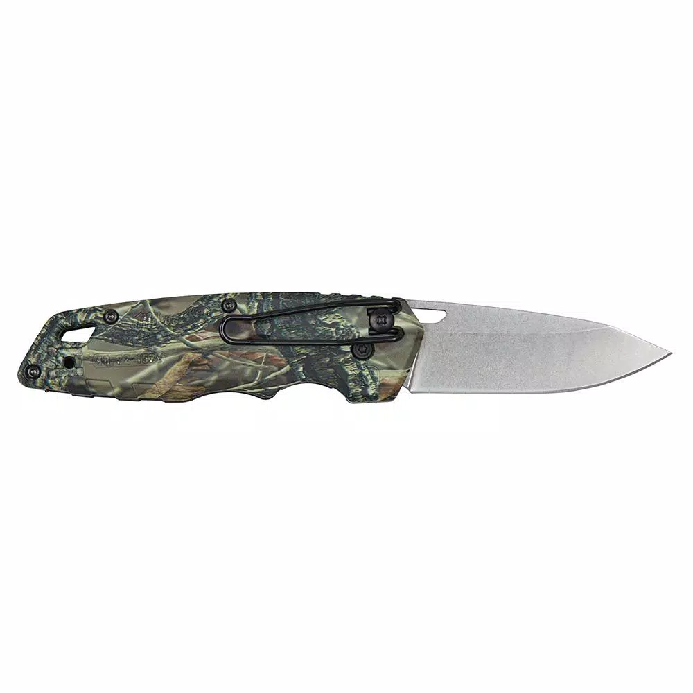 Milwaukee FASTBACK Camo Stainless Steel Folding Knife with 2.95 in. Drop Point Blade