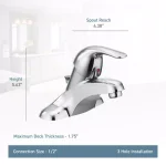 Moen Adler 4 in. Centerset Single-Handle Bathroom Faucet, Chrome (2-Pack) thumbnail 3