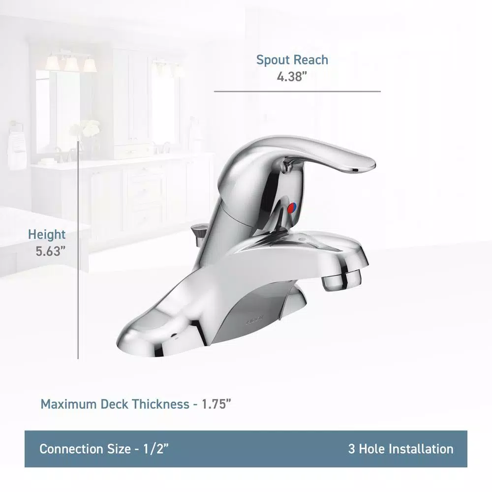 Moen Adler 4 in. Centerset Single-Handle Bathroom Faucet, Chrome (2-Pack)