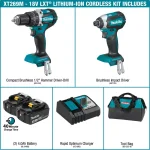 Makita 18V LXT Brushless Cordless Hammer Drill and Impact Driver Combo Kit with (2) 4Ah Batteries and Charger thumbnail 2