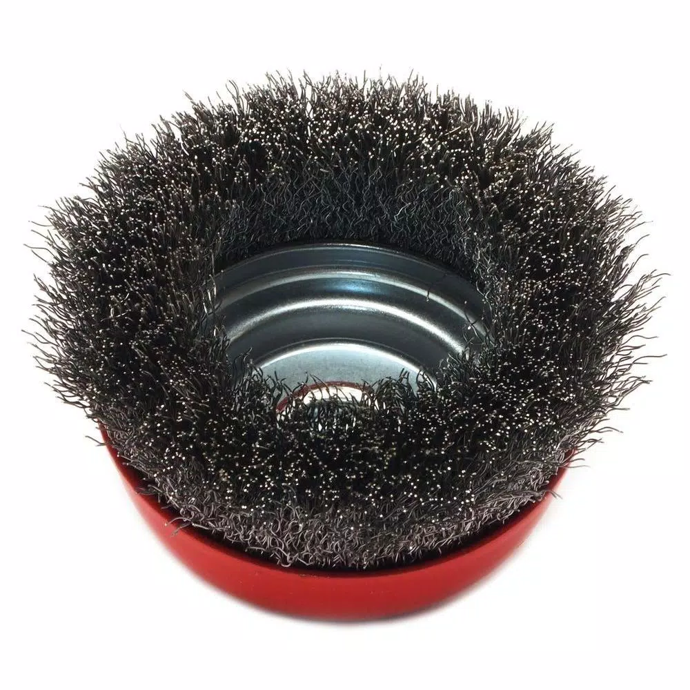 Robtec 3 in. Crimped Steel Wire Cup Brush, 5/8"-11 Threaded Arbor