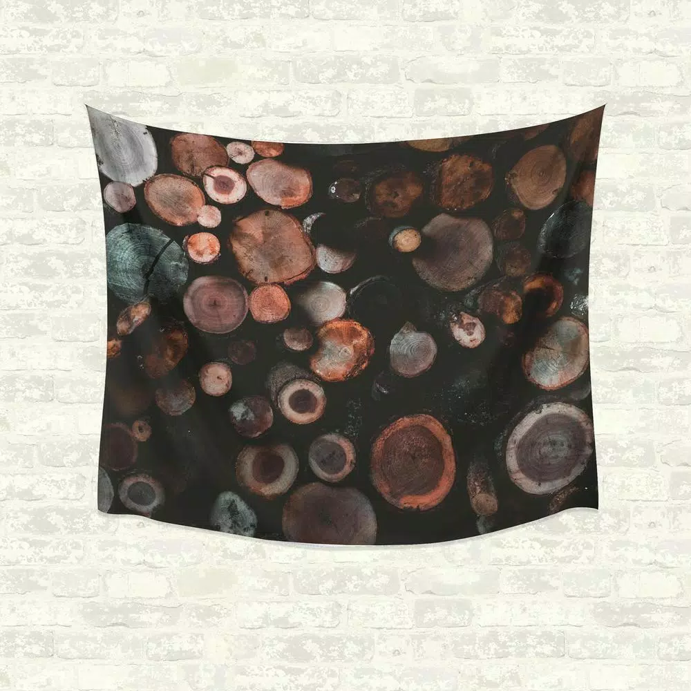 RoomMates Log Large Wall Tapestry - Brown Modern Polyester Wall Hanging