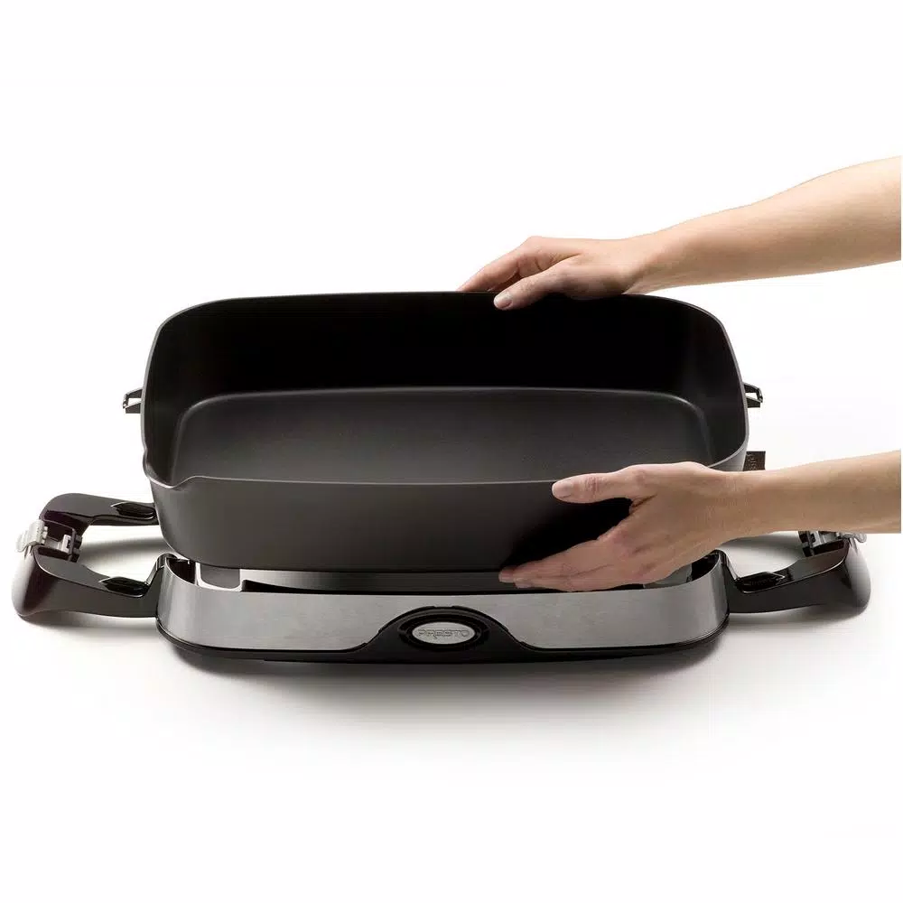 Presto 16 in. Black Cast Aluminum Foldaway Electric Skillet with Glass Lid and Control Master Heat Control