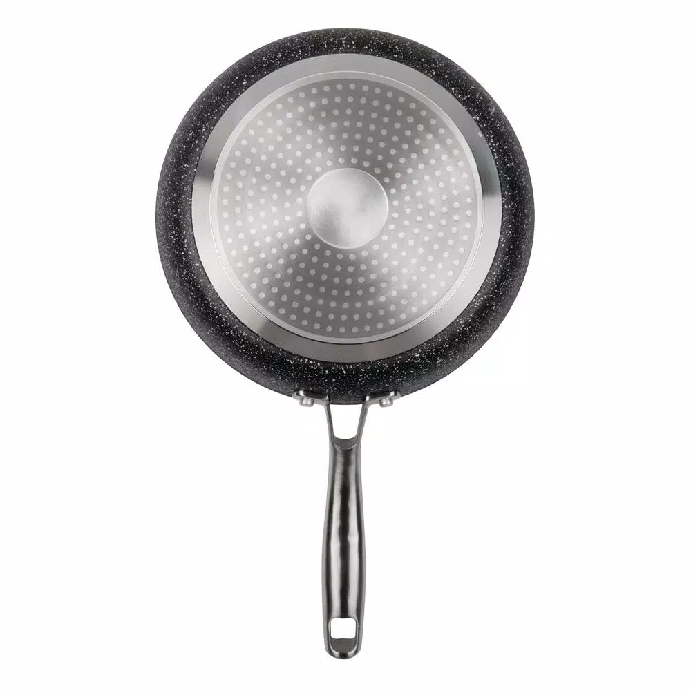 MasterPan Granite Ultra 11 in. Cast Aluminum Nonstick Ceramic Frying Pan, Black Marble