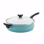 Farberware PURECOOK 5 Qt. Aluminum Ceramic Nonstick Saute Pan with Glass Lid, Aqua thumbnail 1