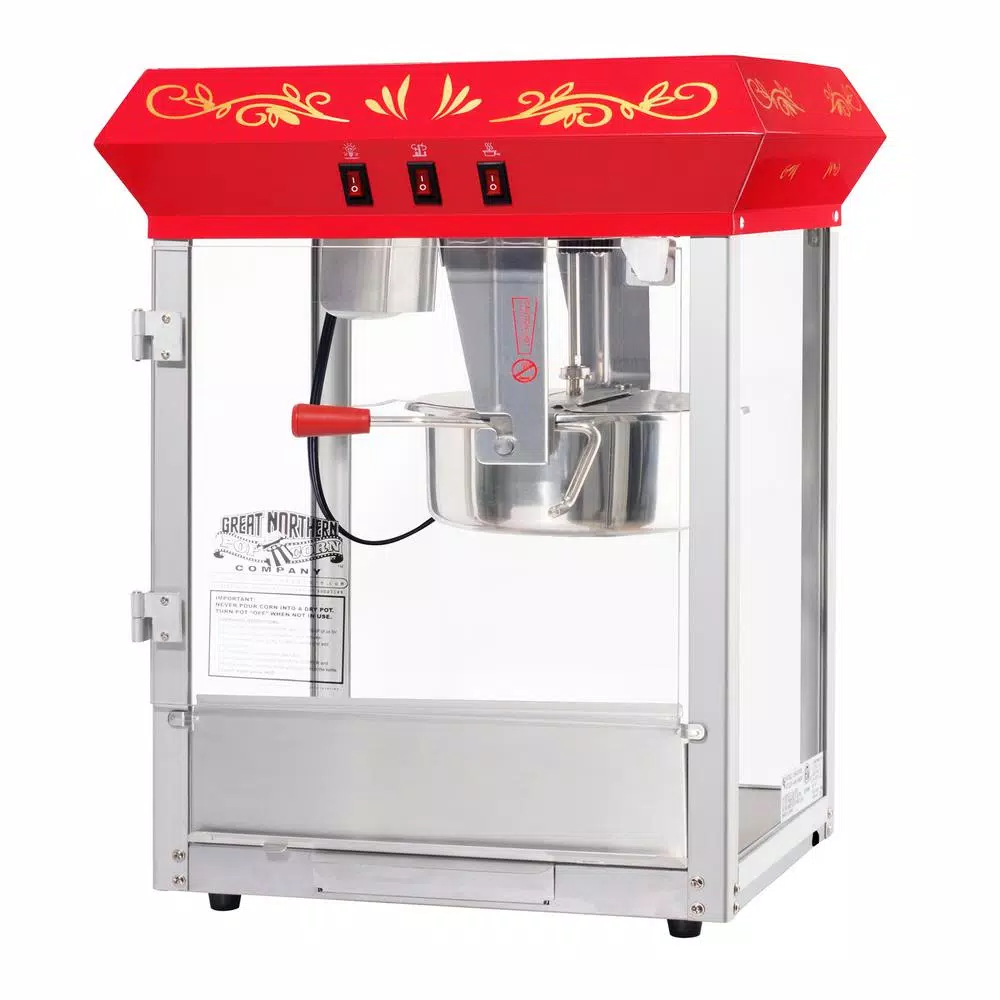 Great Northern Popcorn All-Star 8 oz. Red Countertop Popcorn Machine