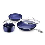 GRANITESTONE Granite Stone Blue 5-Piece Diamond Infused Non-Stick Aluminum Cookware Set with Glass Lids thumbnail 1