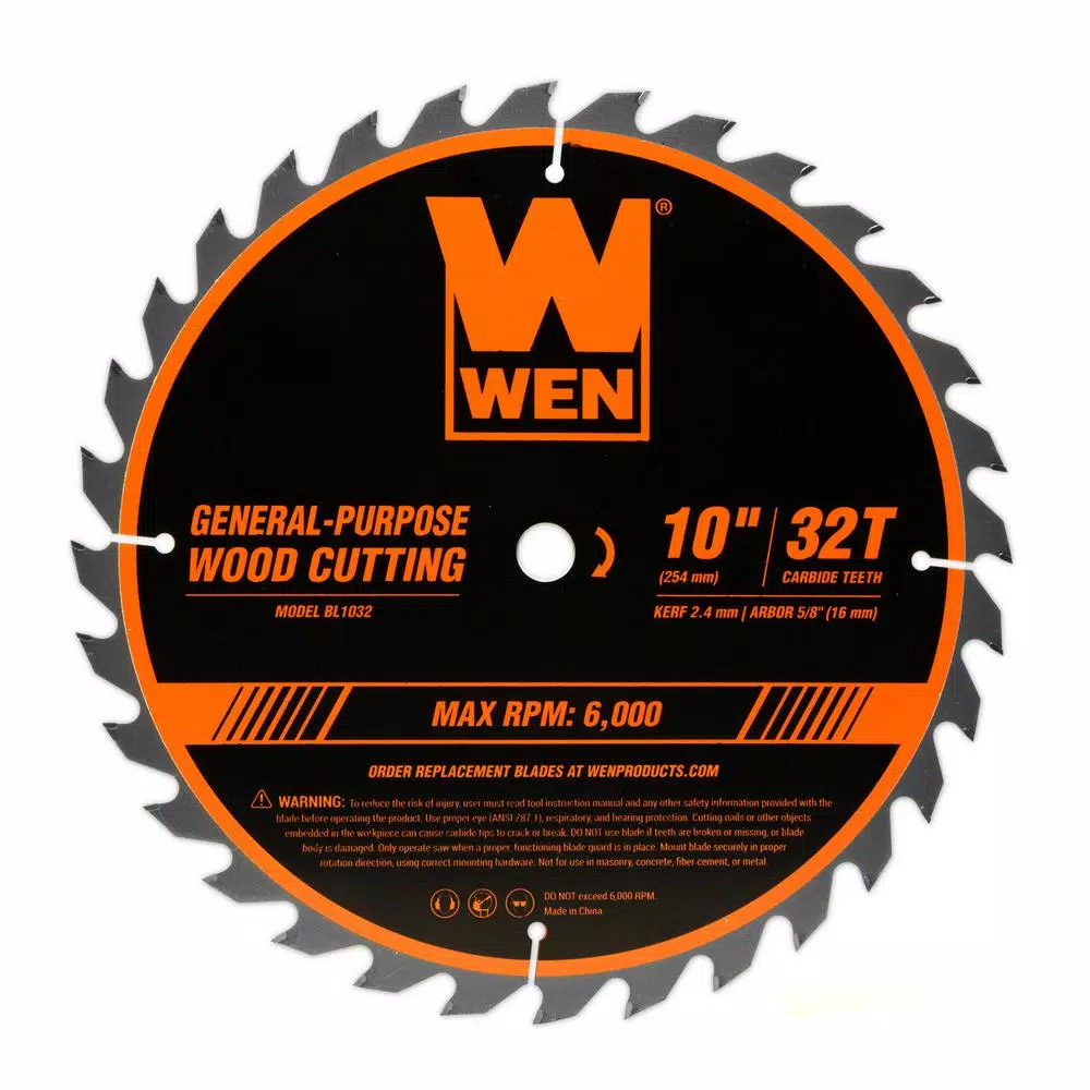 WEN 10 in. Carbide-Tipped Woodworking Saw Blade Set, 32-Tooth & 60-Tooth (2-Pack)