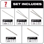 Milwaukee 3-Flat SECURE GRIP Carbide Hammer Drill Bit Set, 7-Piece thumbnail 2