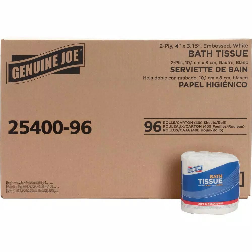 Genuine Joe Standard 2-Ply Embossed Bath Tissue, 96 Rolls