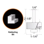 WEN 1-1/4 in. Carbide Tipped Rabbeting Router Bit, 1/4 in. Shank thumbnail 2