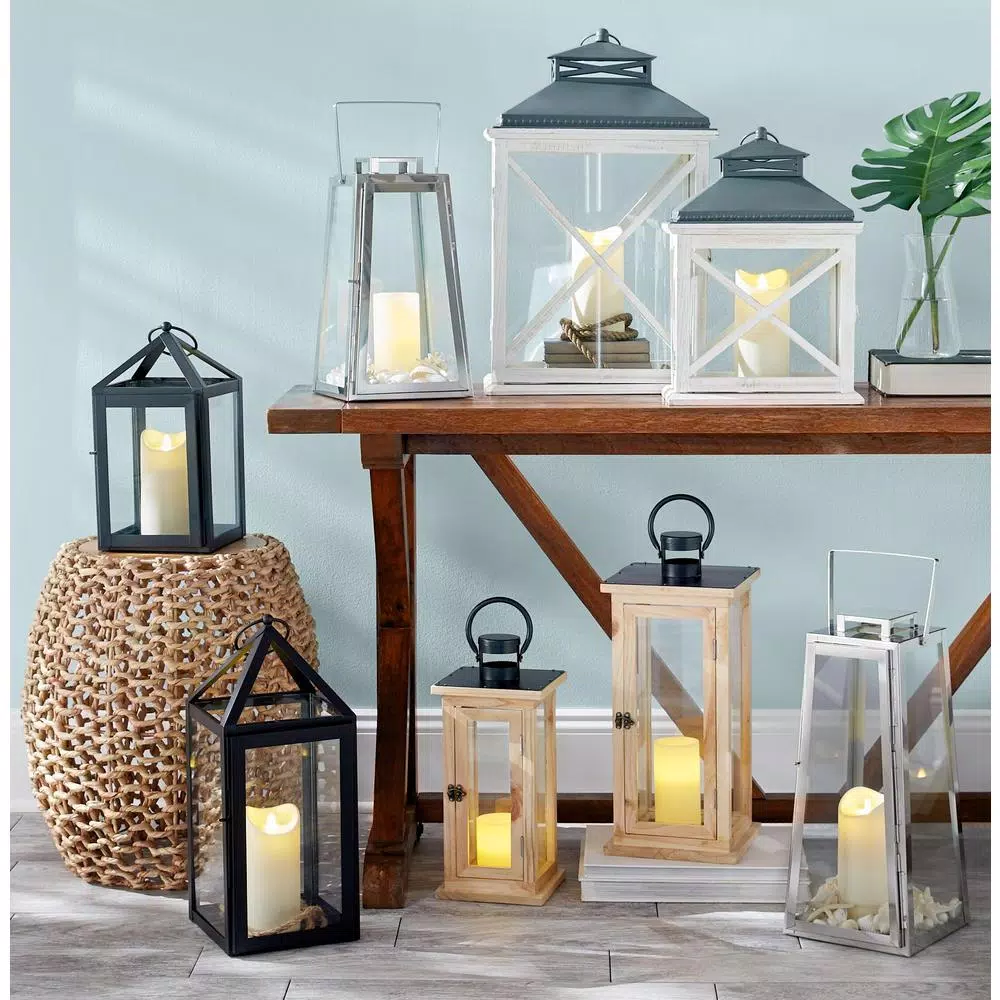 LUMABASE 3-Piece Round Flameless LED Wax Candle Set with Remote Control, Color Changing Pillar Candles