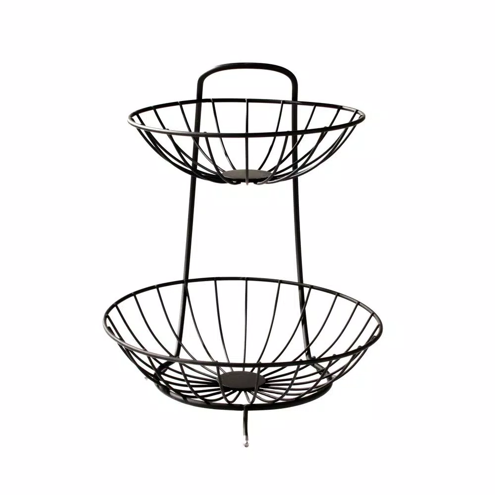 Spectrum Yumi 2-Tier Steel Arched Fruit Bowl & Countertop Server, Black