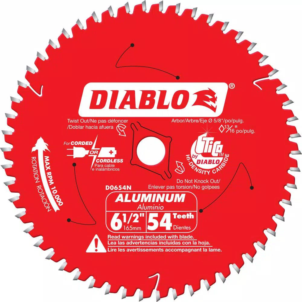 Diablo 6-1/2 in. 54-Tooth Carbide Metal Cutting Circular Saw Blade