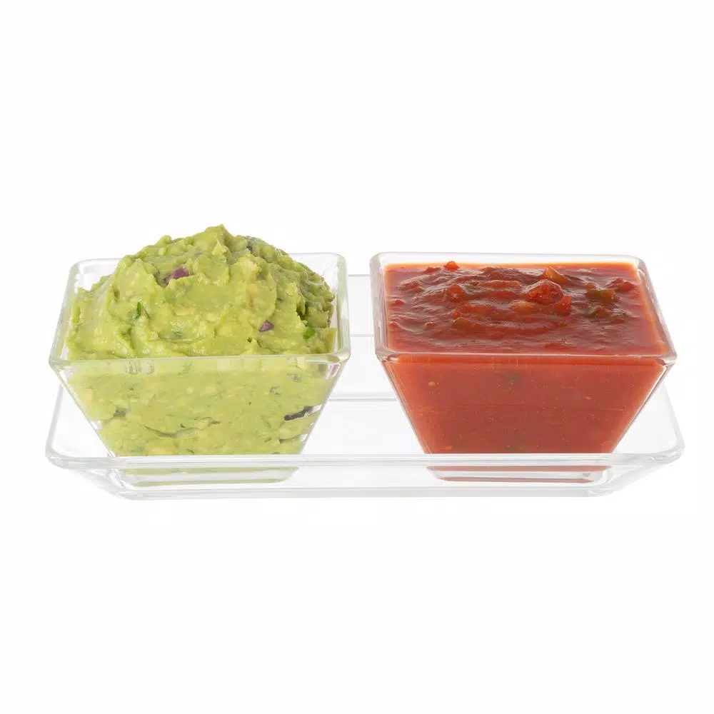 Classic Cuisine 3-Piece Crystal-Clear Serving Tray Set with 2 Bowls