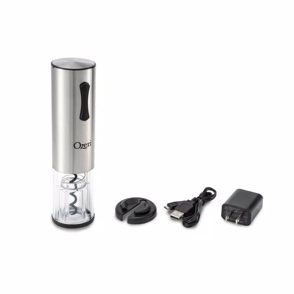 Ozeri Travel Series USB Rechargeable Electric Wine Opener, Cordless with Transparent Shell