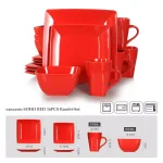 Boyel Living 16-Piece Modern Red Porcelain Dinnerware Set, Service for 4 thumbnail 8