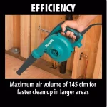 Makita UB1103 6.8 Amp Electric Handheld Blower and Vacuum, 203 MPH, 145 CFM thumbnail 9