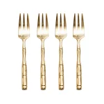 Wallace Gold-Plated Bamboo Design 18/10 Stainless Steel Cocktail Fork Set, Service for 4 thumbnail 1