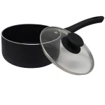 Oster Ashford 2 Qt. Aluminum Nonstick Sauce Pan with Glass Lid, Black thumbnail 2