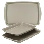 Rachael Ray 3-Piece Nonstick Steel Bakeware Cookie Pan Set, Silver thumbnail 1