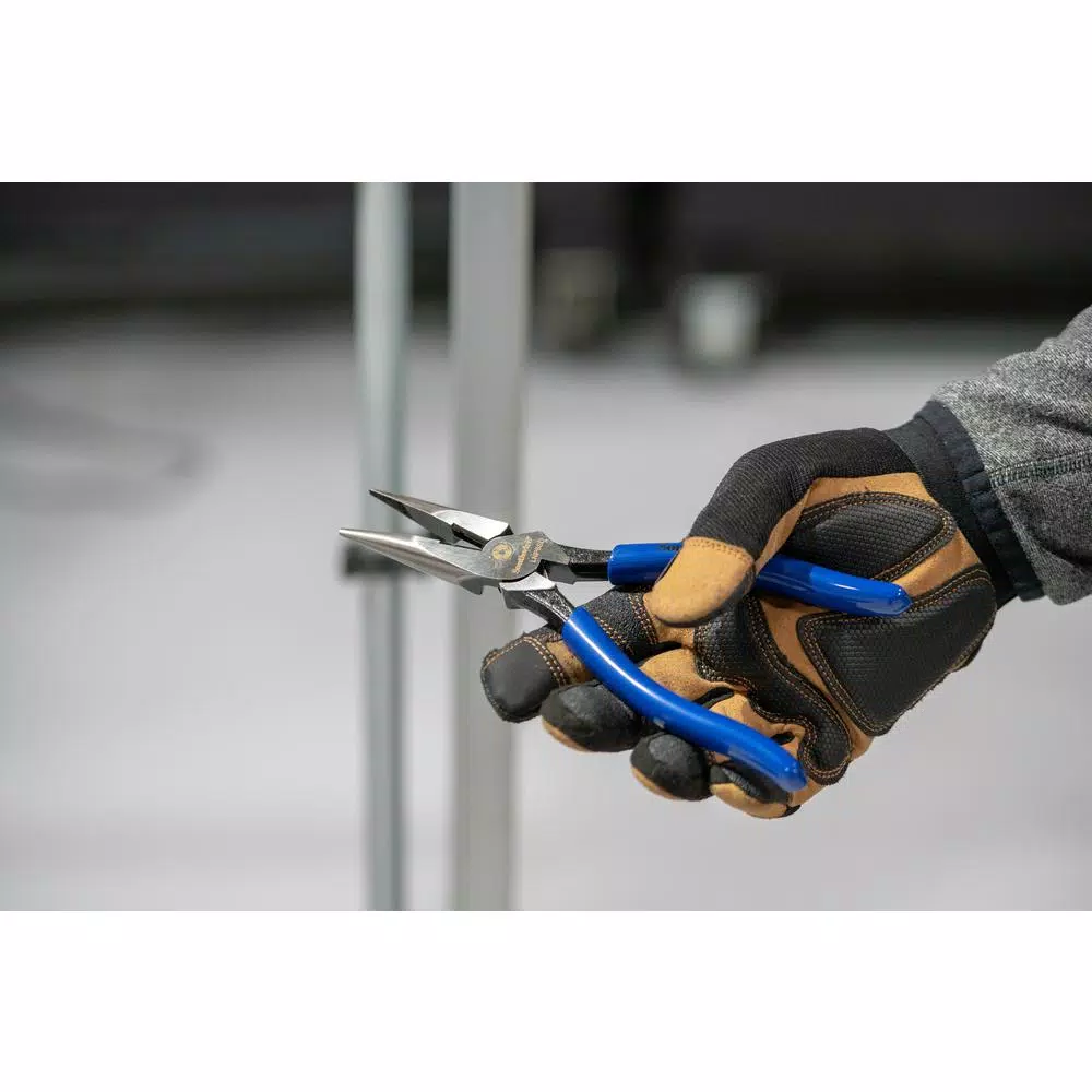 Southwire 8 in. Heavy-Duty Long-Nose Pliers with Side Cutter and Wire Stripper, Forged Steel